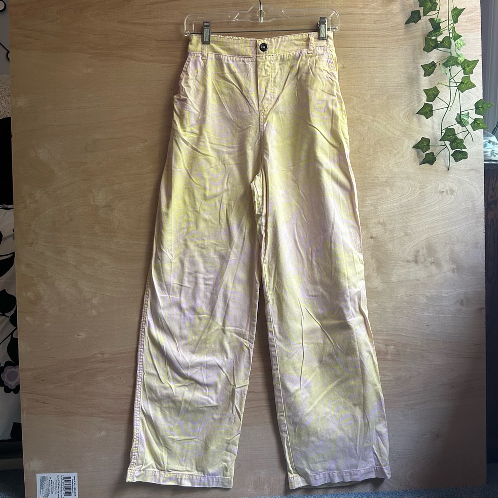 Pink and yellow tie dye pants